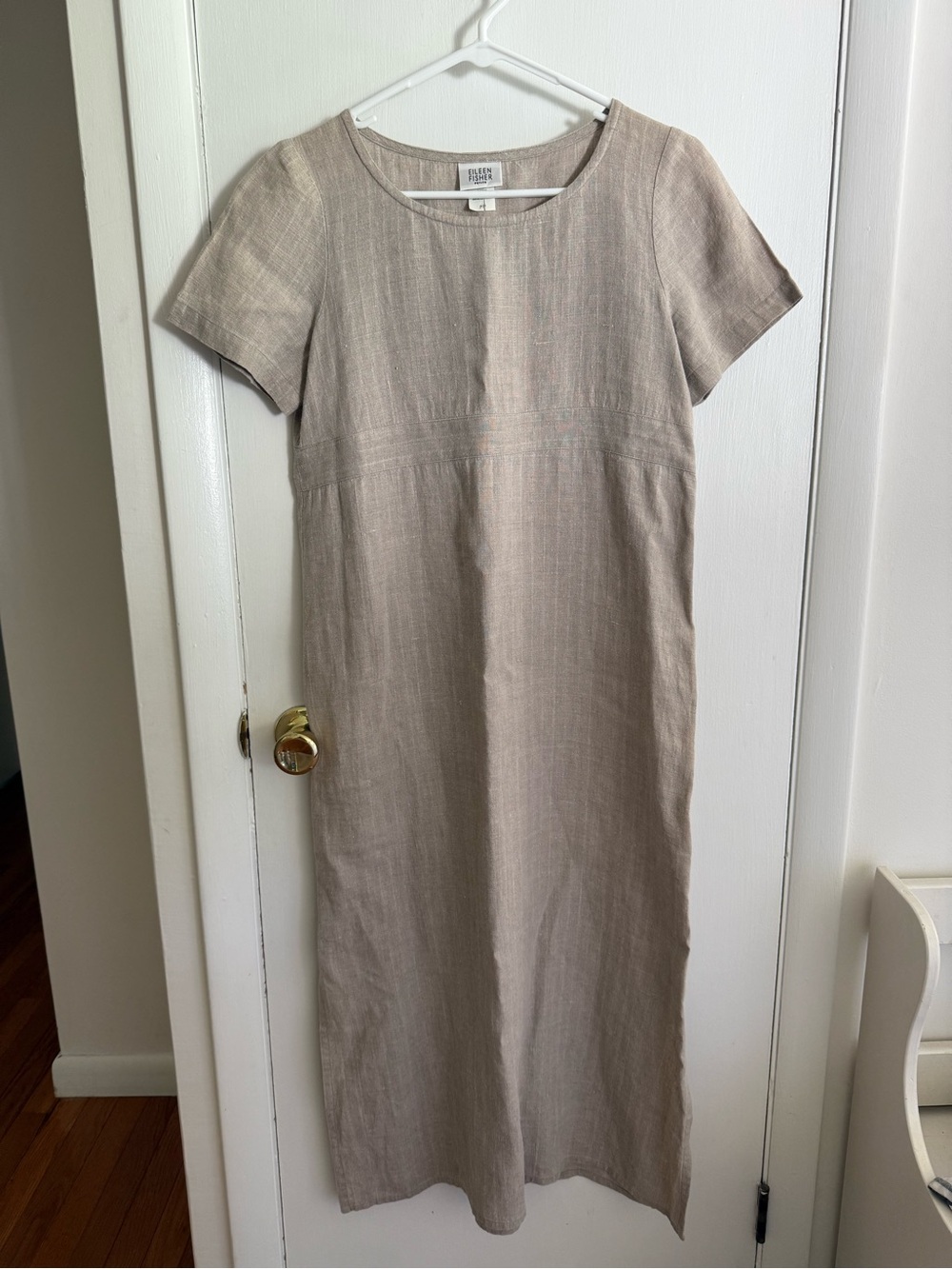 Eileen Fisher 100% Linen Short Sleeve Midi Dress